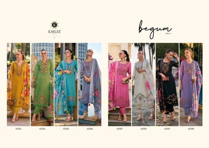 Begum Vol 5 By kailee 42501 to 42508 Pure Cotton Designer Kurti With Bottom Dupatta Wholesalers In Delhi